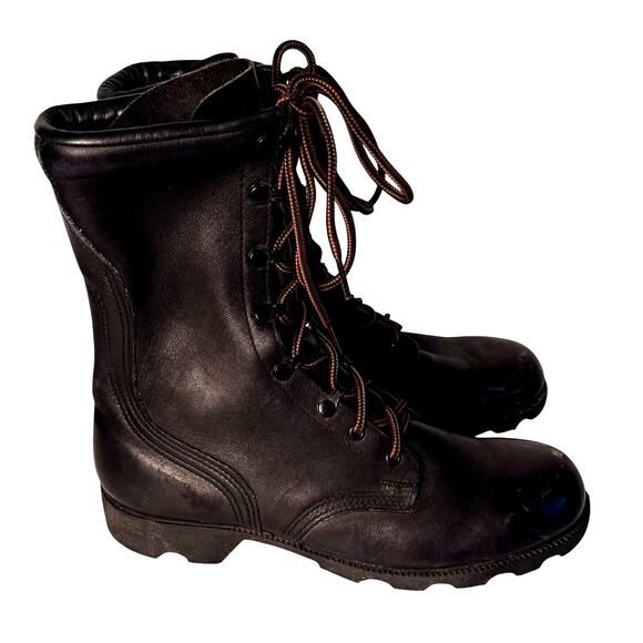 VTG 90s Ro Search Military Combat Boots Mens 8.5 W Black Leather Steel Toe - Picture 1 of 8